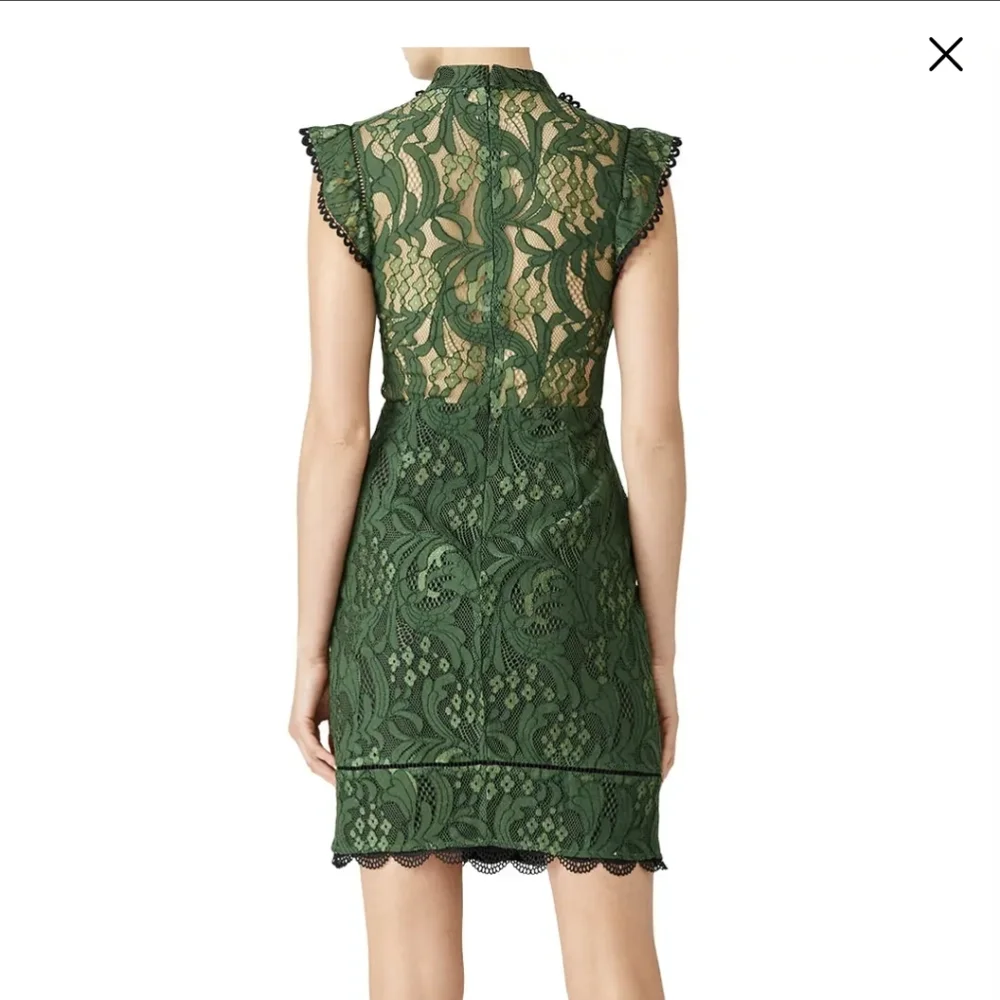 Anthropologie Adelyn Rae Green Lace Sheath Dress Flutter Sleeve Size S - Picture 3 of 11